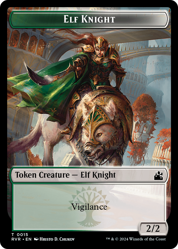 Elf Knight // Angel (0003) Double-Sided Token [Ravnica Remastered Tokens] | Dumpster Cat Games