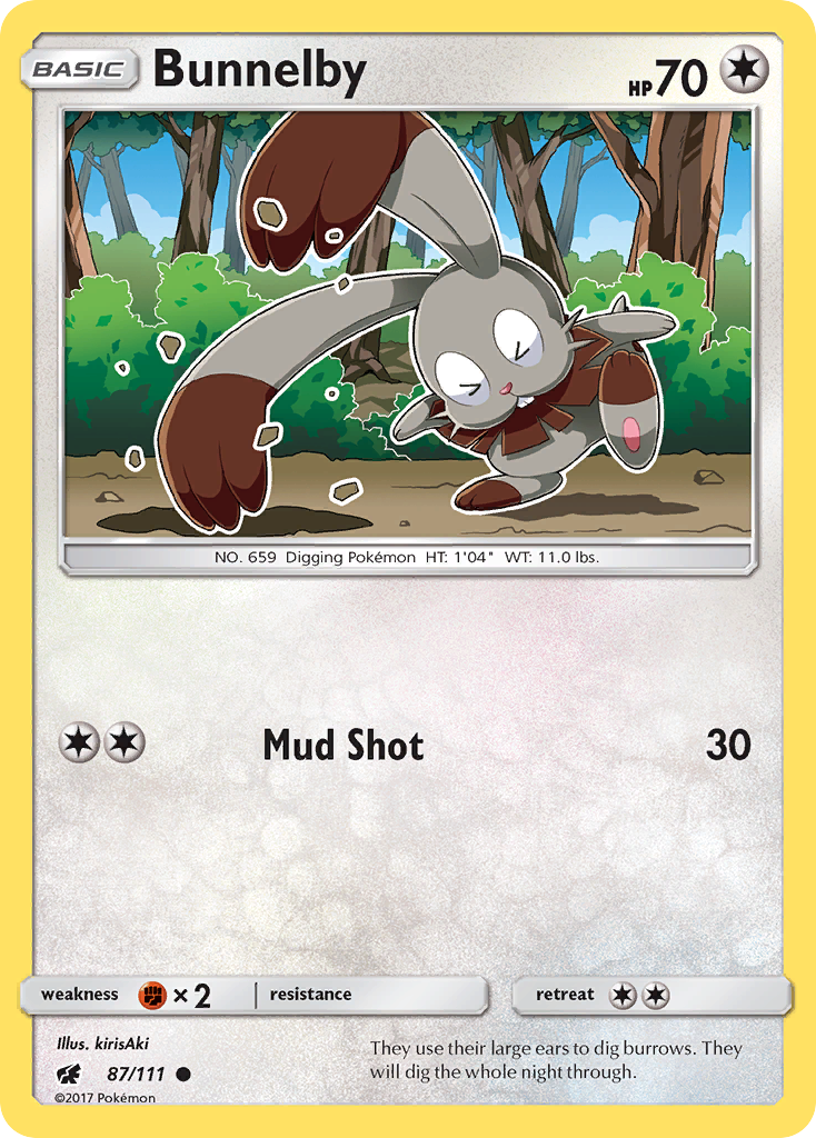 Bunnelby (87/111) [Sun & Moon: Crimson Invasion] | Dumpster Cat Games