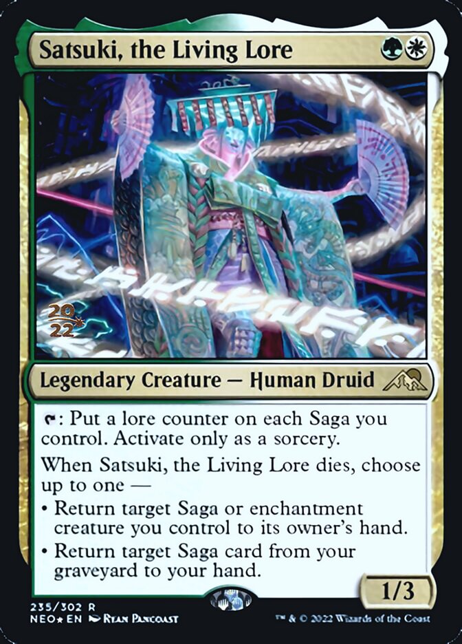 Satsuki, the Living Lore [Kamigawa: Neon Dynasty Prerelease Promos] | Dumpster Cat Games