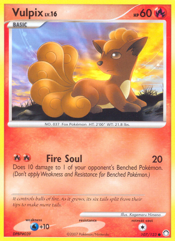 Vulpix (107/123) [Diamond & Pearl: Mysterious Treasures] | Dumpster Cat Games