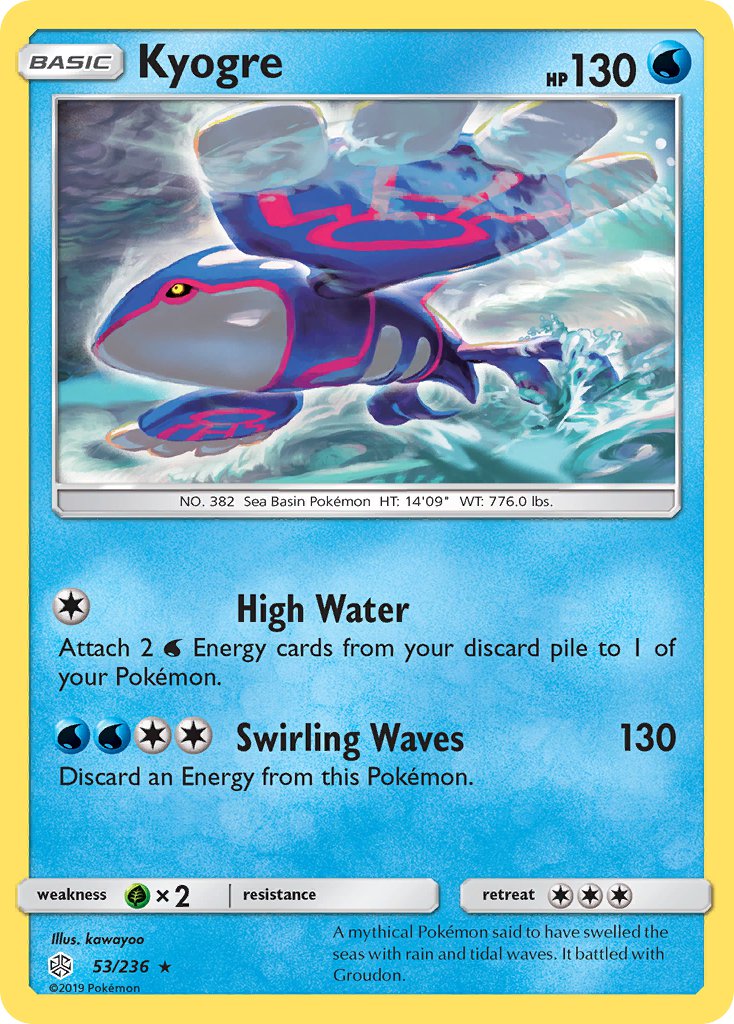 Kyogre (53/236) (Cracked Ice Holo) (Theme Deck Exclusive) [Sun & Moon: Cosmic Eclipse] | Dumpster Cat Games