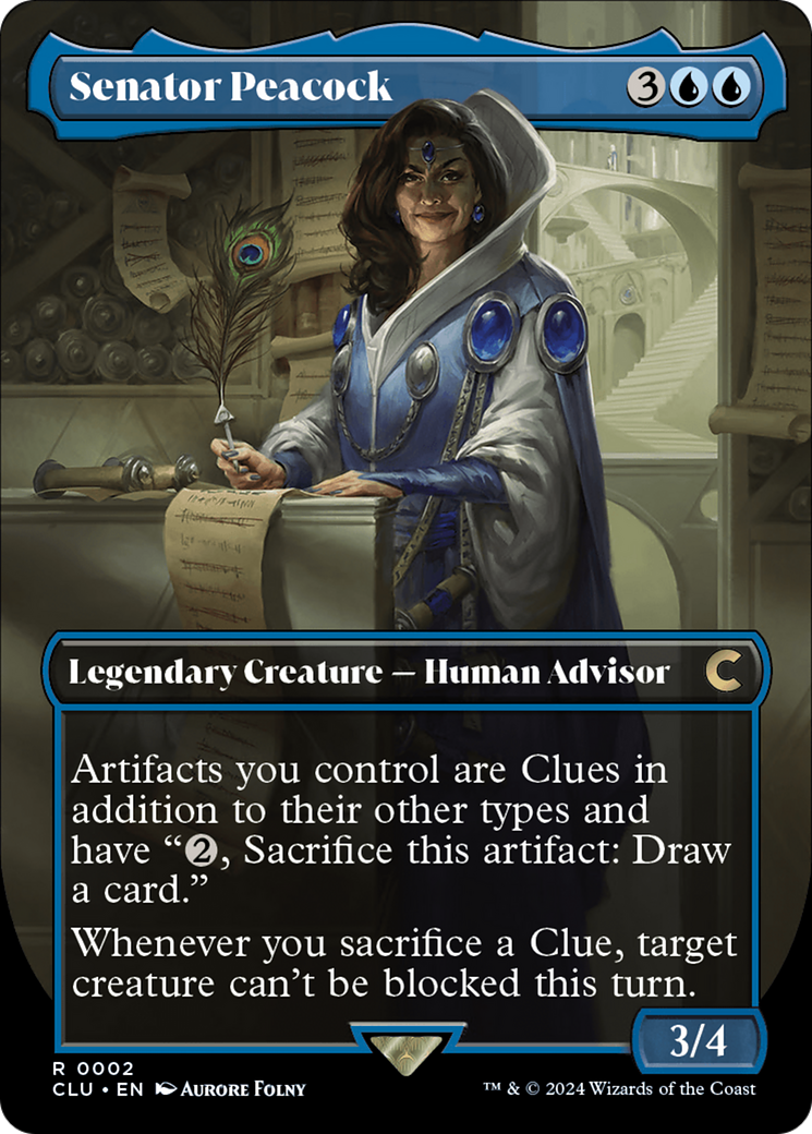 Senator Peacock (Borderless) [Ravnica: Clue Edition] | Dumpster Cat Games