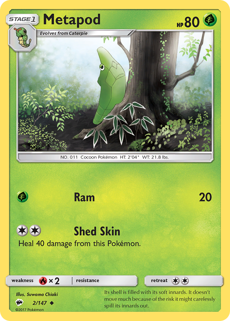 Metapod (2/147) [Sun & Moon: Burning Shadows] | Dumpster Cat Games