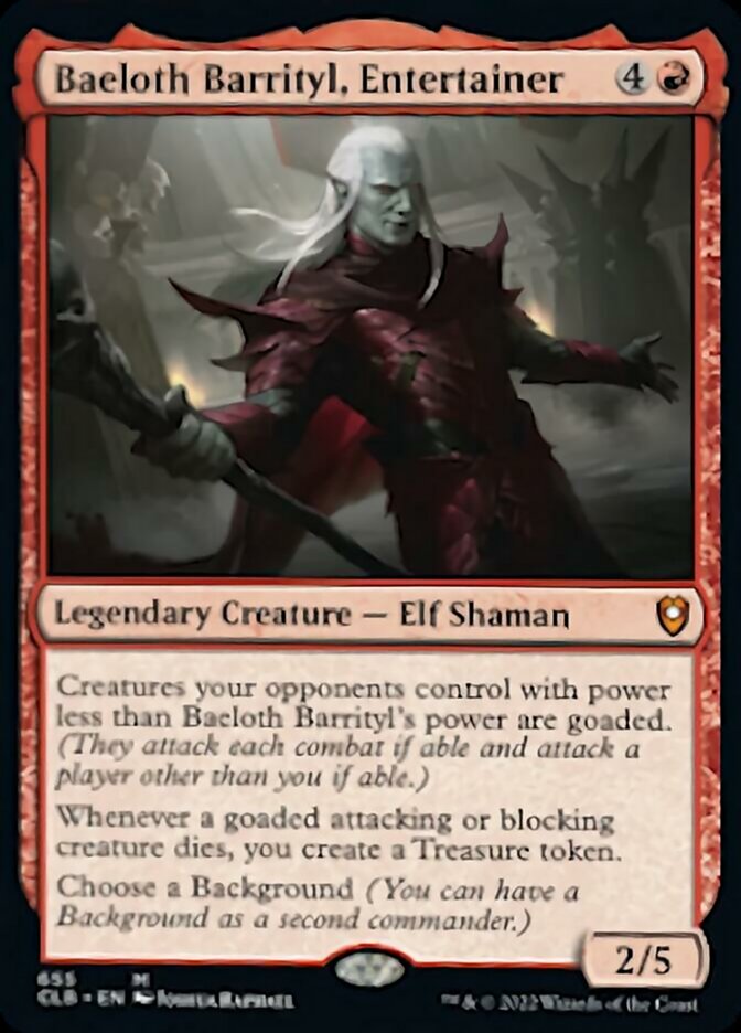 Baeloth Barrityl, Entertainer [Commander Legends: Battle for Baldur's Gate] | Dumpster Cat Games