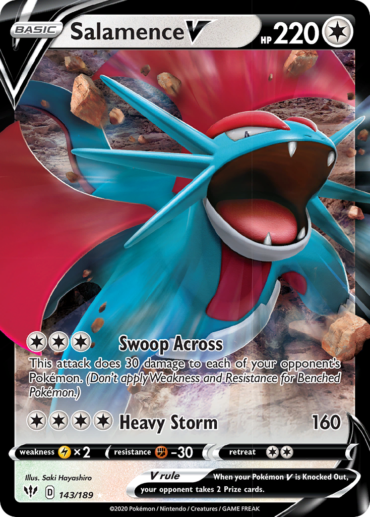 Salamence V (143/189) [Sword & Shield: Darkness Ablaze] | Dumpster Cat Games