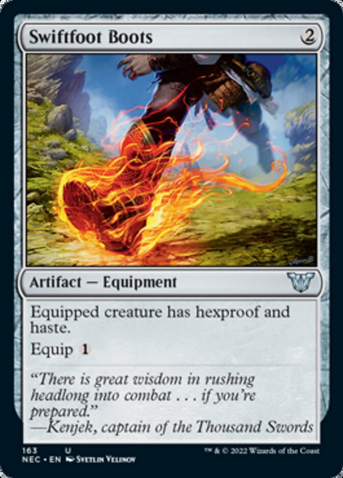 Swiftfoot Boots [Kamigawa: Neon Dynasty Commander] | Dumpster Cat Games