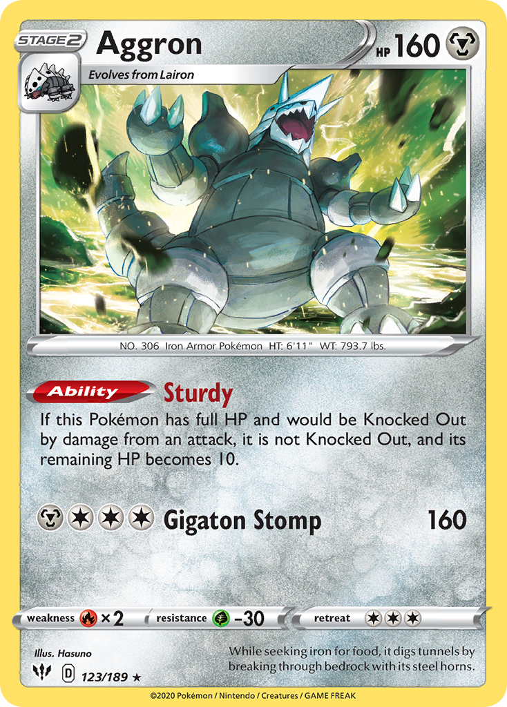 Aggron (123/189) [Sword & Shield: Darkness Ablaze] | Dumpster Cat Games