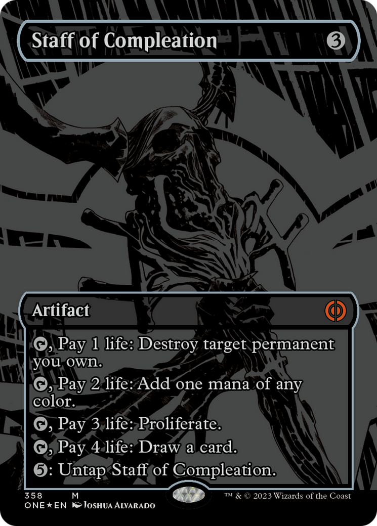 Staff of Compleation (Oil Slick Raised Foil) [Phyrexia: All Will Be One] | Dumpster Cat Games